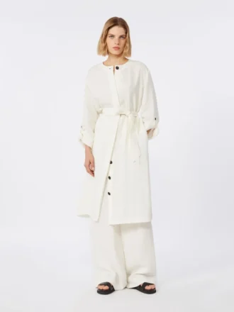Kleid aus verblasstem Leinen, naturfarben