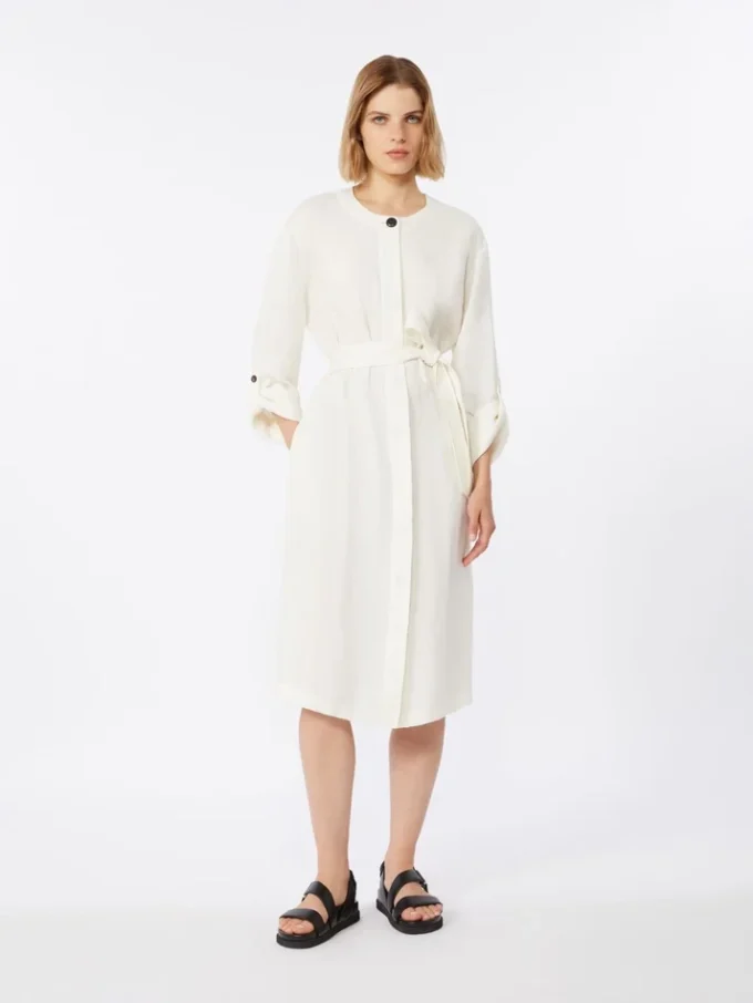 Kleid aus verblasstem Leinen, naturfarben Kleid aus verblasstem Leinen, naturfarben