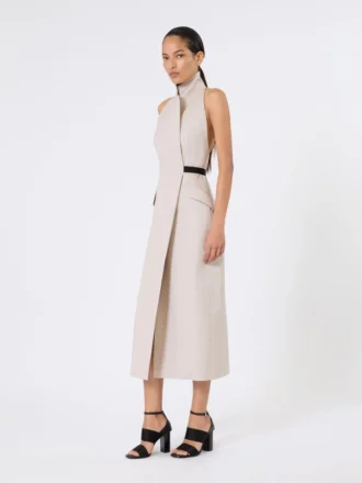 Kleid aus Wolle und Baumwollcanvas, beige Kleid aus Wolle und Baumwollcanvas, beige