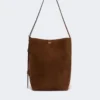 Kleine Archetipo-Tasche aus Spaltleder, dunkelbraun