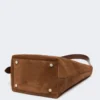Kleine Archetipo-Tasche aus Spaltleder, dunkelbraun