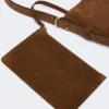 Kleine Archetipo-Tasche aus Spaltleder, dunkelbraun