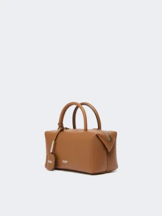 Kleine Bowler-Tasche aus naturbelassenem Leder, bernsteinfarben