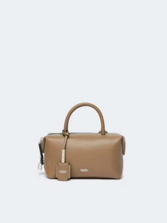 Kleine Bowler-Tasche aus naturbelassenem Leder, Farbe: Mud