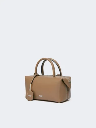 Kleine Bowler-Tasche aus naturbelassenem Leder, Farbe: Mud