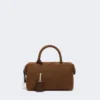 Kleine Bowler-Tasche aus Nubukleder, dunkelbraun Kleine Bowler-Tasche aus Nubukleder, dunkelbraun
