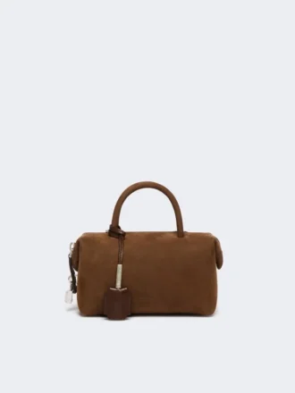 Kleine Bowler-Tasche aus Nubukleder, dunkelbraun