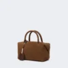 Kleine Bowler-Tasche aus Nubukleder, dunkelbraun Kleine Bowler-Tasche aus Nubukleder, dunkelbraun