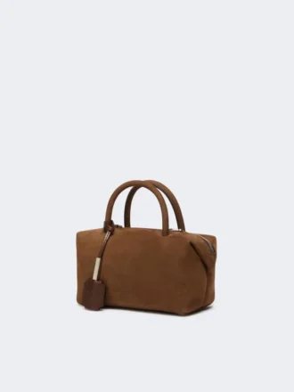 Kleine Bowler-Tasche aus Nubukleder, dunkelbraun