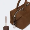 Kleine Bowler-Tasche aus Nubukleder, dunkelbraun Kleine Bowler-Tasche aus Nubukleder, dunkelbraun