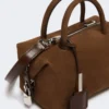 Kleine Bowler-Tasche aus Nubukleder, dunkelbraun Kleine Bowler-Tasche aus Nubukleder, dunkelbraun
