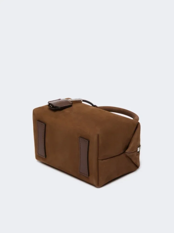 Kleine Bowler-Tasche aus Nubukleder, dunkelbraun Kleine Bowler-Tasche aus Nubukleder, dunkelbraun