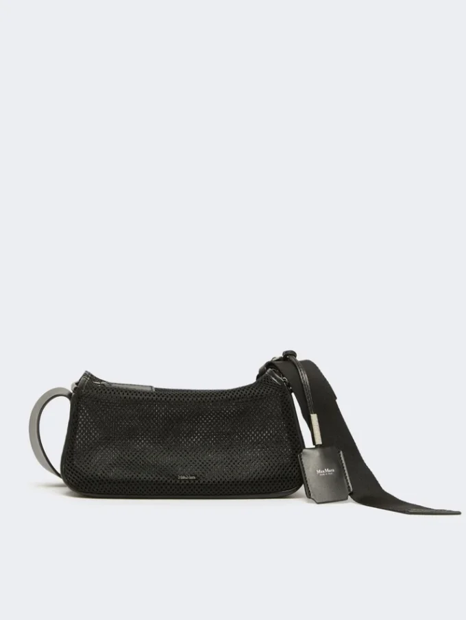 Kleine Handtasche aus technischem Netzgewebe, schwarz
