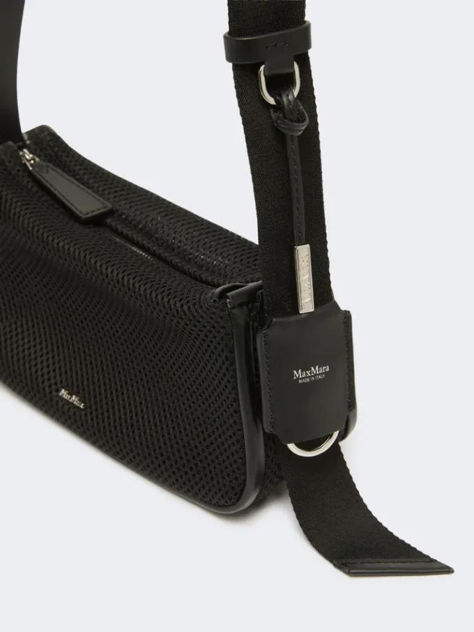 Kleine Handtasche aus technischem Netzgewebe, schwarz