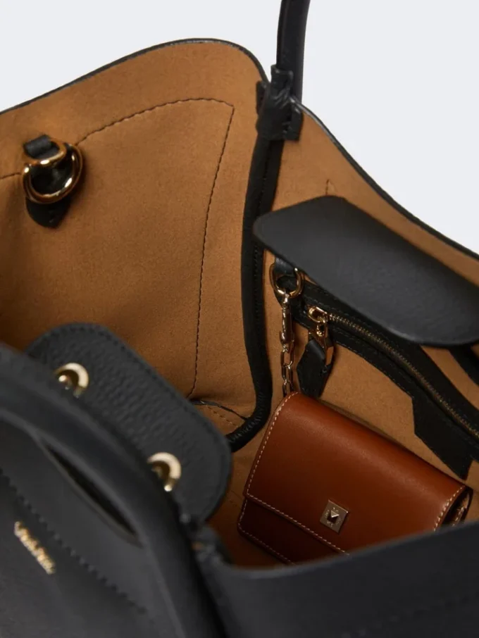 Kleine Marine-Ledertasche, schwarz