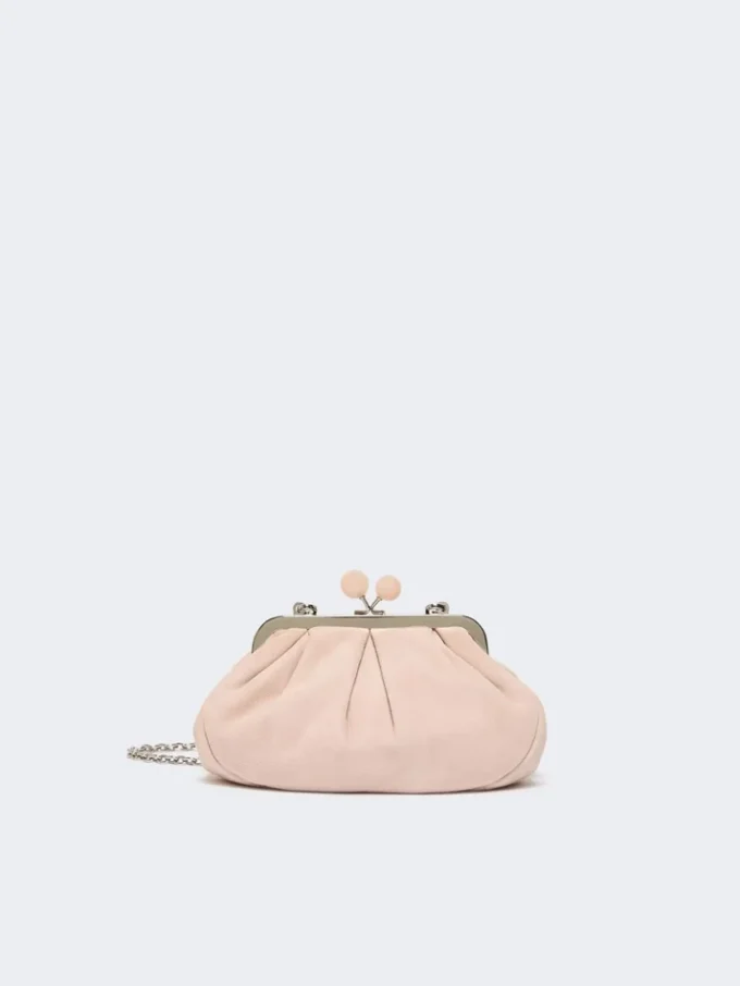 Kleine Pasticcino-Tasche aus Wildleder, puderfarben Kleine Pasticcino-Tasche aus Wildleder, puderfarben