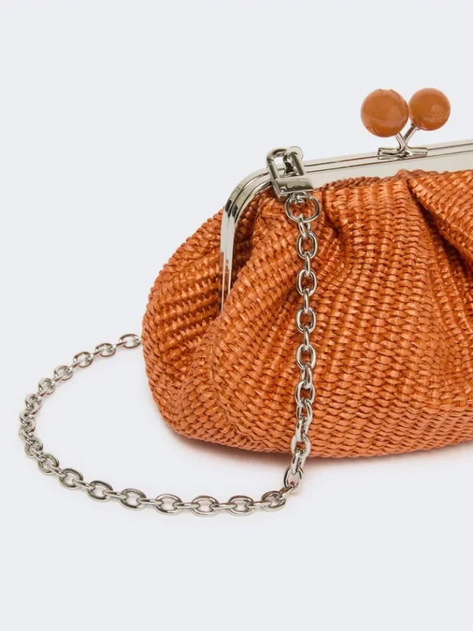 Kleine Pasticcino-Tasche in Raffia-Optik, lachsfarben Kleine Pasticcino-Tasche in Raffia-Optik, lachsfarben