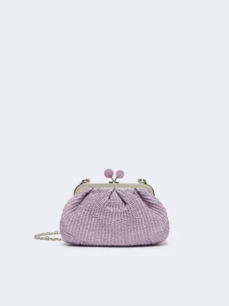 Kleine Pasticcino-Tasche in Raffia-Optik, lila
