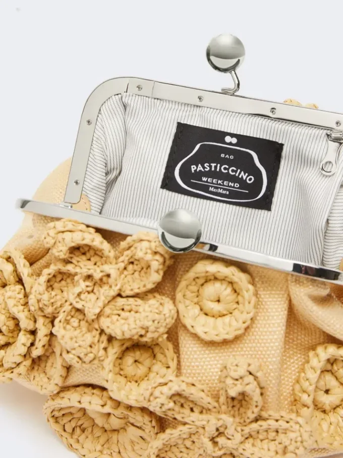 Kleine Pasticcino-Tasche in Raffia-Optik mit Blumen, beige Kleine Pasticcino-Tasche in Raffia-Optik mit Blumen, beige