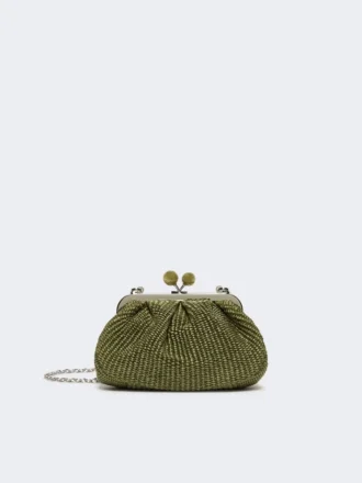 Kleine Pasticcino-Tasche in Raffia-Optik, salbeigrün