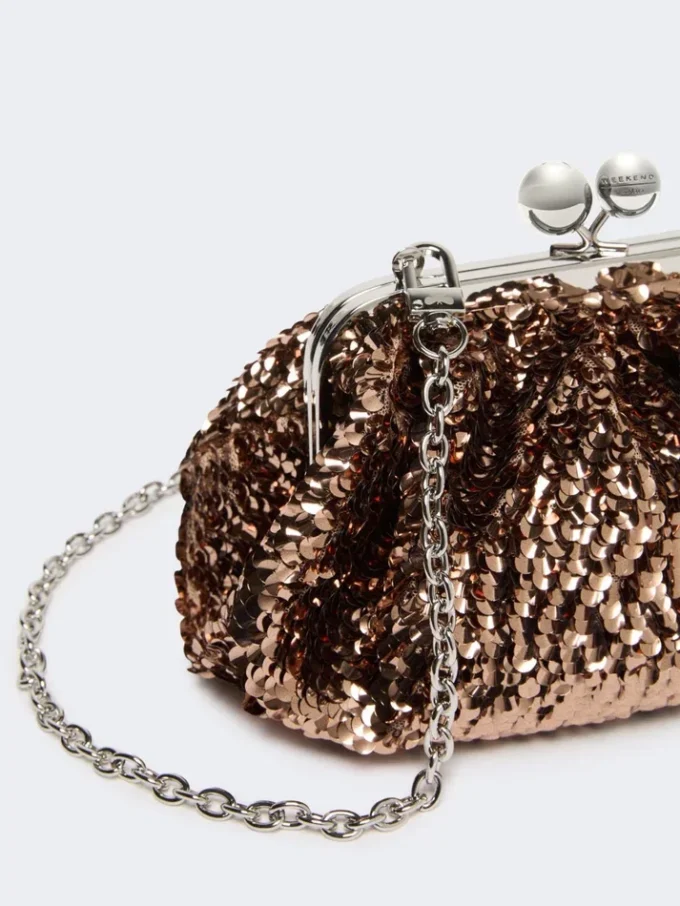 Kleine Satin-Pasticcino-Tasche mit Pailletten, rosa Kleine Satin-Pasticcino-Tasche mit Pailletten, rosa
