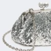 Kleine Satin-Pasticcino-Tasche mit Pailletten, silber Kleine Satin-Pasticcino-Tasche mit Pailletten, silber