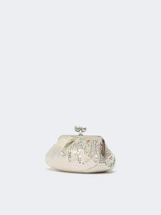 Kleine Satin-Pasticcino-Tasche mit Strassverzierung, Antikrosa