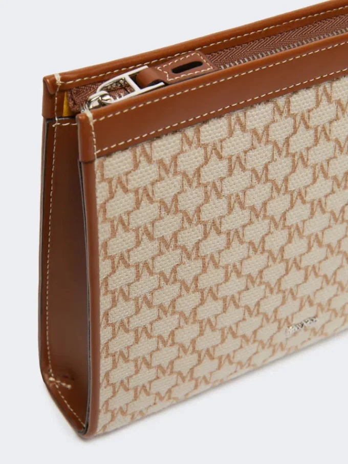Kleine Tasche aus Baumwolljacquard, haselnussbraun Kleine Tasche aus Baumwolljacquard, haselnussbraun