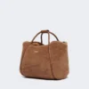 Kleine Tasche aus Teddy-Stoff in Marineblau, Camel Kleine Tasche aus Teddy-Stoff in Marineblau, Camel