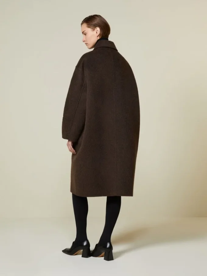 Kokonmantel aus Wolle und Mohair, braun Kokonmantel aus Wolle und Mohair, braun