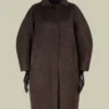 Kokonmantel aus Wolle und Mohair, braun Kokonmantel aus Wolle und Mohair, braun