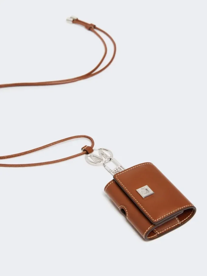 Kopfhörertasche aus Leder, bernsteinbraun Kopfhörertasche aus Leder, bernsteinbraun
