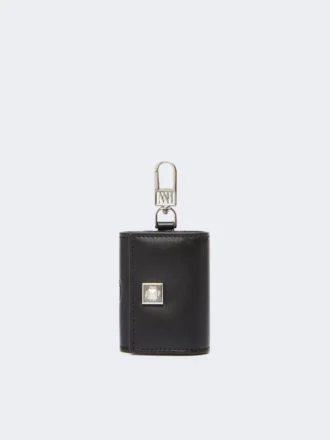 Kopfhörertasche aus Leder, schwarz