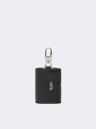 Kopfhörertasche aus Leder, schwarz