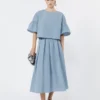Kurze Bluse aus Baumwolltaft, hellblau Kurze Bluse aus Baumwolltaft, hellblau