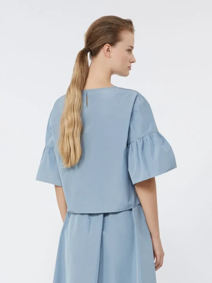 Kurze Bluse aus Baumwolltaft, hellblau Kurze Bluse aus Baumwolltaft, hellblau