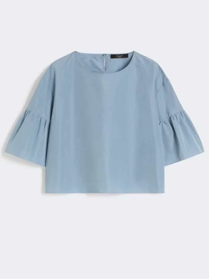 Kurze Bluse aus Baumwolltaft, hellblau Kurze Bluse aus Baumwolltaft, hellblau