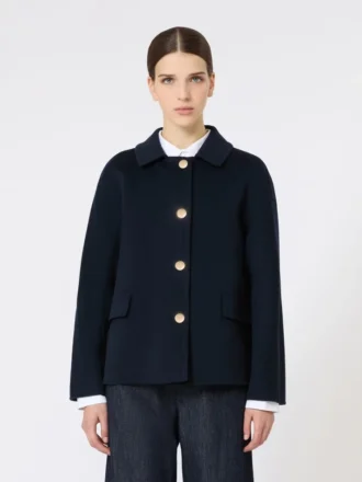 Kurze Jacke aus Wolle und Kaschmir, mitternachtsblau