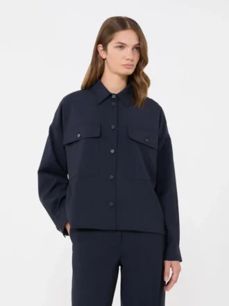 Kurze Jacke aus Wollstoff, marineblau