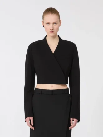 Kurze Jersey-Jacke, schwarz