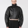 Kurze Lederjacke, schwarz Kurze Lederjacke, schwarz