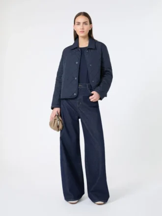 Kurze Steppjacke aus wasserabweisendem Stoff, marineblau