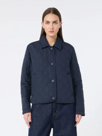 Kurze Steppjacke aus wasserabweisendem Stoff, marineblau