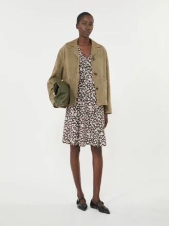 Kurze Wildlederjacke, schlammfarben