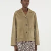 Kurze Wildlederjacke, schlammfarben