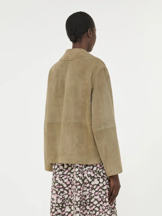 Kurze Wildlederjacke, schlammfarben
