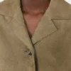 Kurze Wildlederjacke, schlammfarben