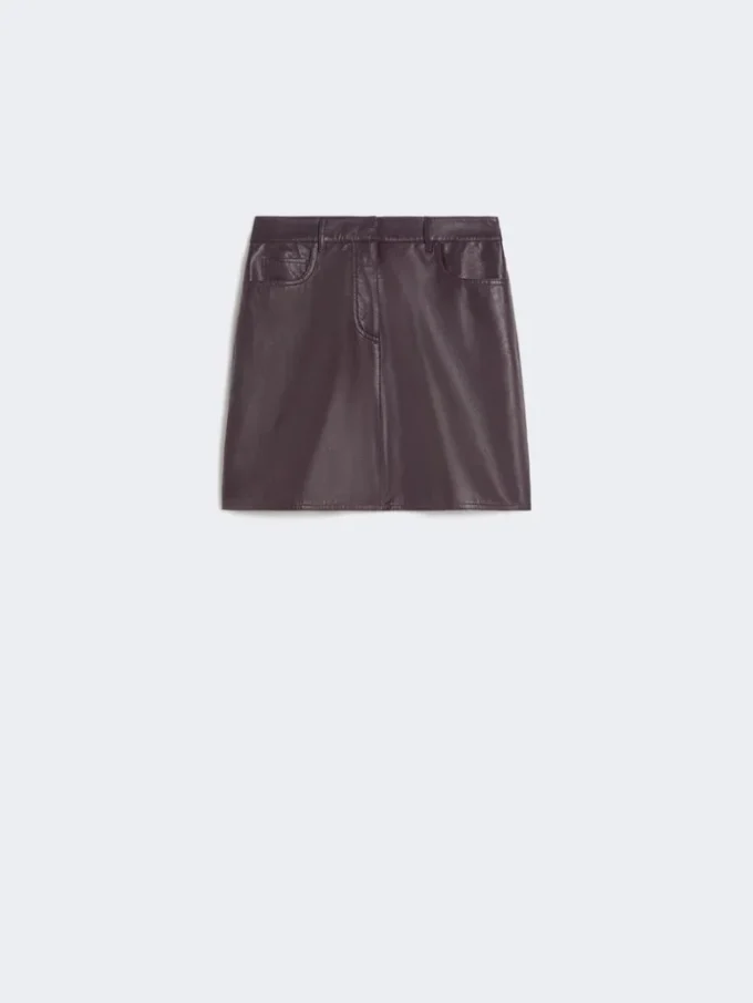 Kurzer Lederrock, bordeauxrot Kurzer Lederrock, bordeauxrot