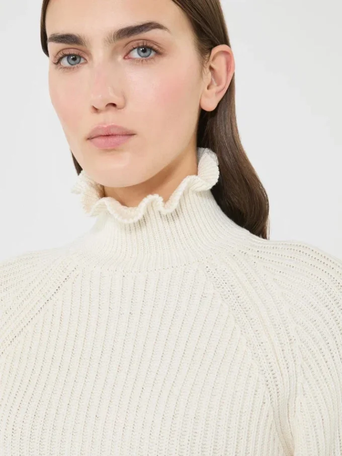 Kurzer Pullover aus Baumwoll-Cordonnet, weiß