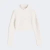 Kurzer Pullover aus Baumwoll-Cordonnet, weiß